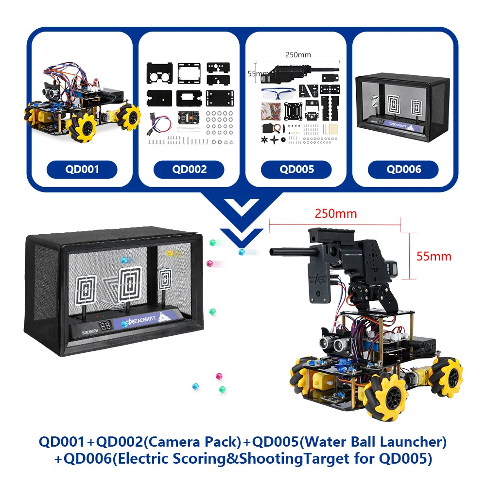 ACEBOTT Robot toy Starter Kit for Arduino Project with ESP32 and Code Learning Develop Skill Full Version Smart Car Kit
