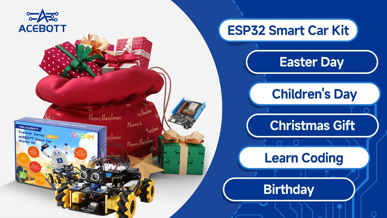 ACEBOTT Robot toy Starter Kit for Arduino Project with ESP32 and Code Learning Develop Skill Full Version Smart Car Kit