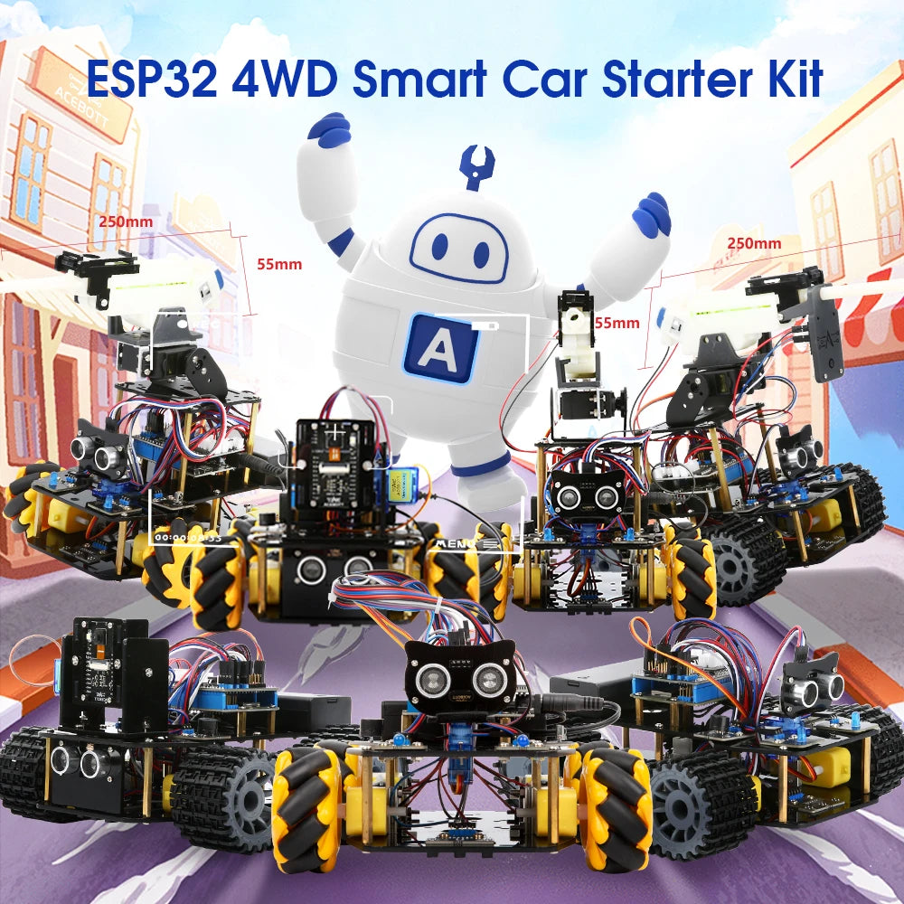 ACEBOTT Robot toy Starter Kit for Arduino Project with ESP32 and Code Learning Develop Skill Full Version Smart Car Kit