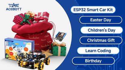 ACEBOTT Robot toy Starter Kit for Arduino Project with ESP32 and Code Learning Develop Skill Full Version Smart Car Kit